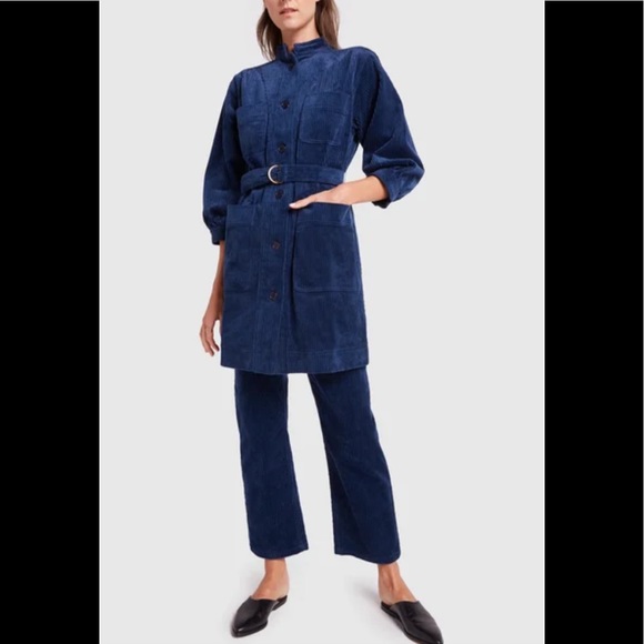 Apiece Apart Aragon Mini Blue Corduroy Dress Size 6 - Picture 2 of 8